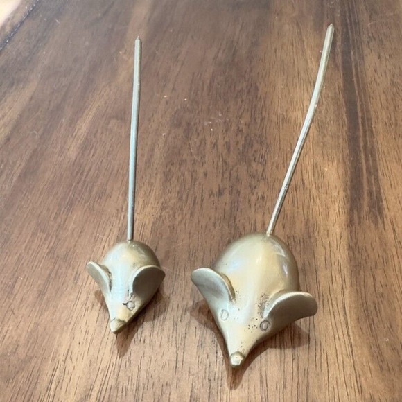 Brass Mouse Ring Holders or Receipt Holders Lot of Two Vintage Mid Century - Picture 5 of 13